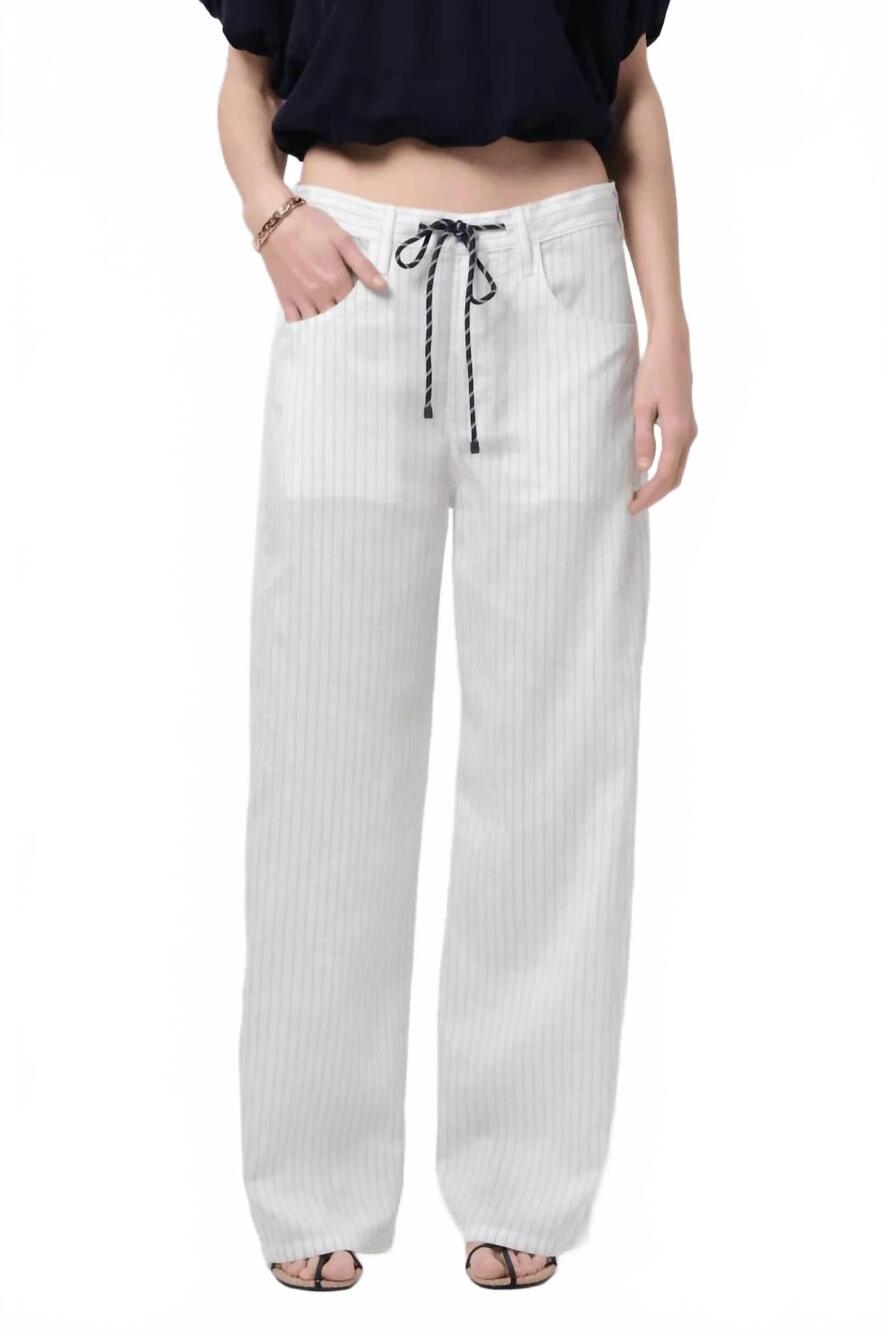 NEW CITIZENS OF HUMANITY brynn drawstring trouser in black pinstripe